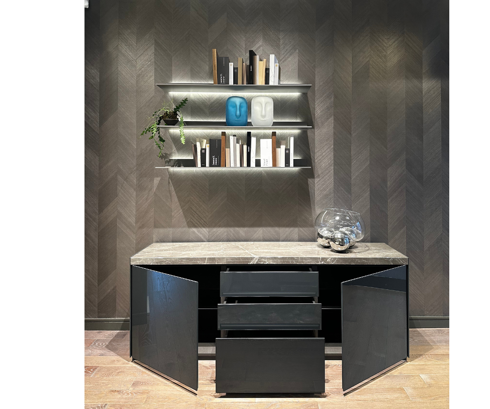 Rimadesio, Floor Sample Sideboard with Plinth and Marble Top