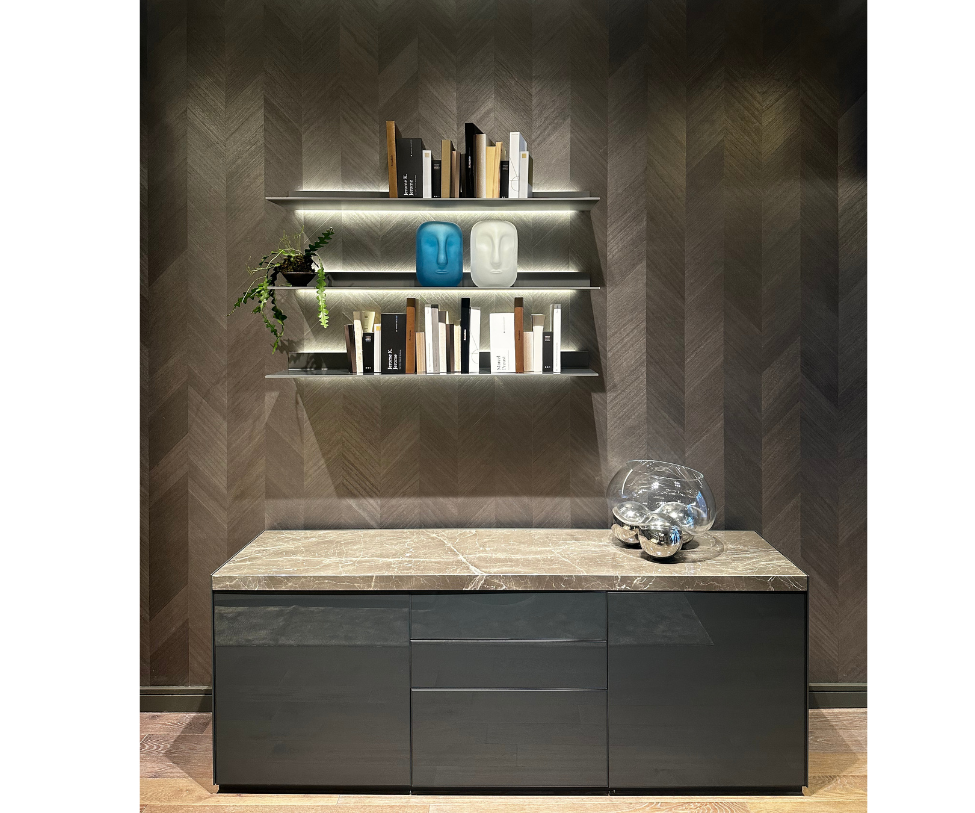 Rimadesio, Floor Sample Sideboard with Plinth and Marble Top