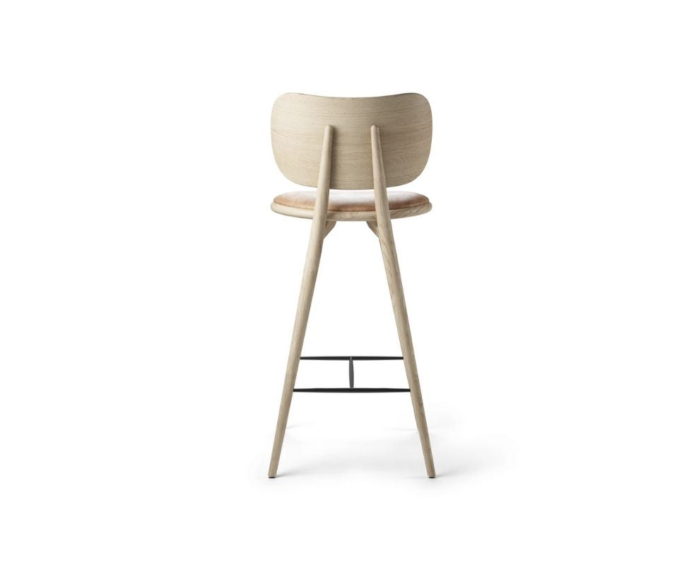 Mater, High Stool Backrest Natural Matte Lacquered Oak