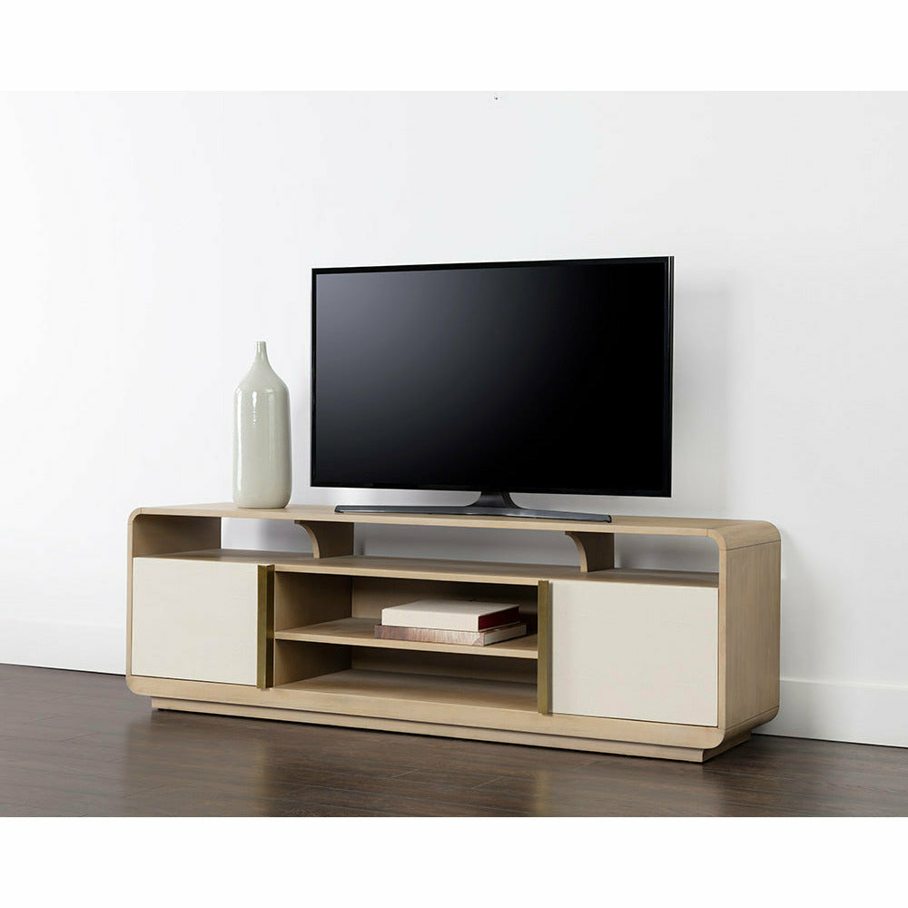 Sunpan, Kayden Media Stand - Cream Shagreen