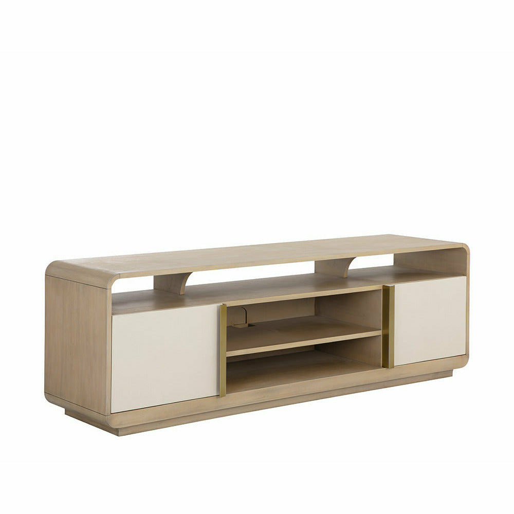 Sunpan, Kayden Media Stand - Cream Shagreen