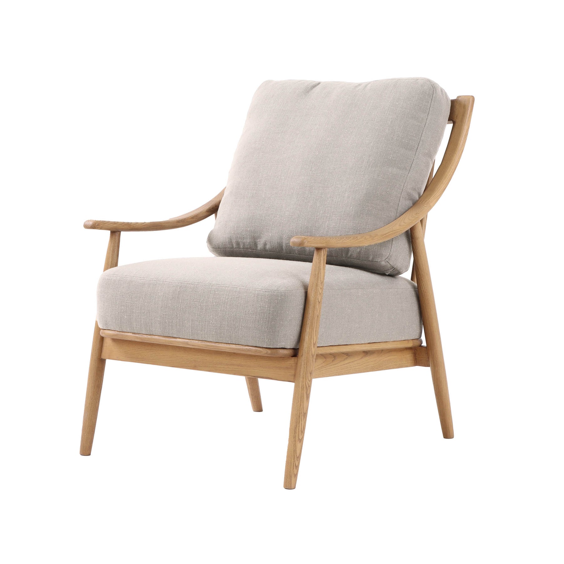 LH Imports, Kipsley Club Chair - Light Linen Cushions / Natural Frame